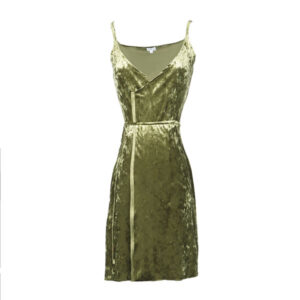 pickle green velvet slip wrap dress